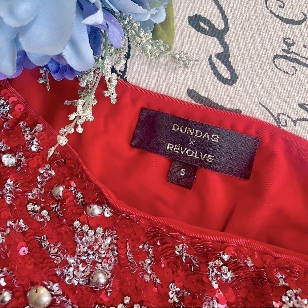 Dundas x Revolve Jett Sequin Embellished One-Shoulder Mini Dress in Red, Small - Picture 12 of 17